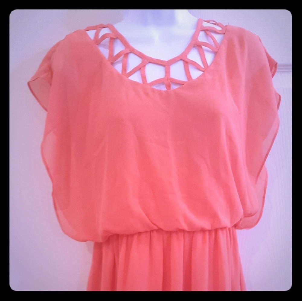 BCX beige dress with cut out top and full lining